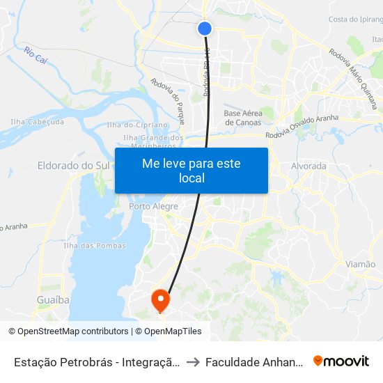 Estação Petrobrás - Integração Trem to Faculdade Anhanguera map