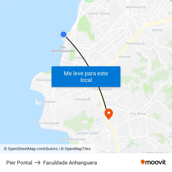 Píer Pontal to Faculdade Anhanguera map