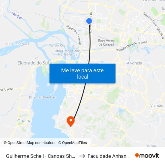 Guilherme Schell - Canoas Shopping to Faculdade Anhanguera map