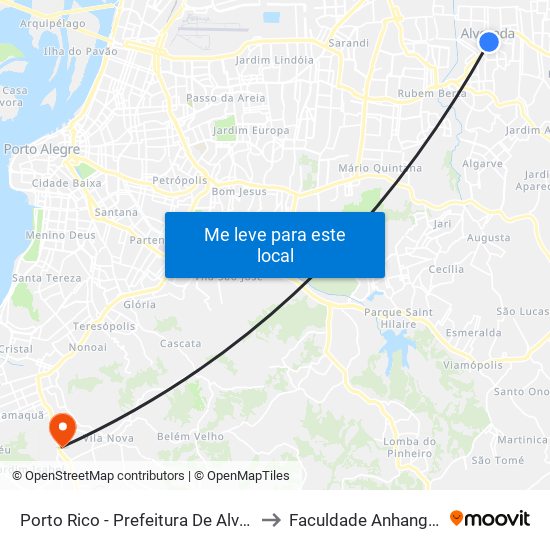 Porto Rico - Prefeitura De Alvorada to Faculdade Anhanguera map