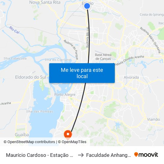 Maurício Cardoso - Estação Esteio to Faculdade Anhanguera map
