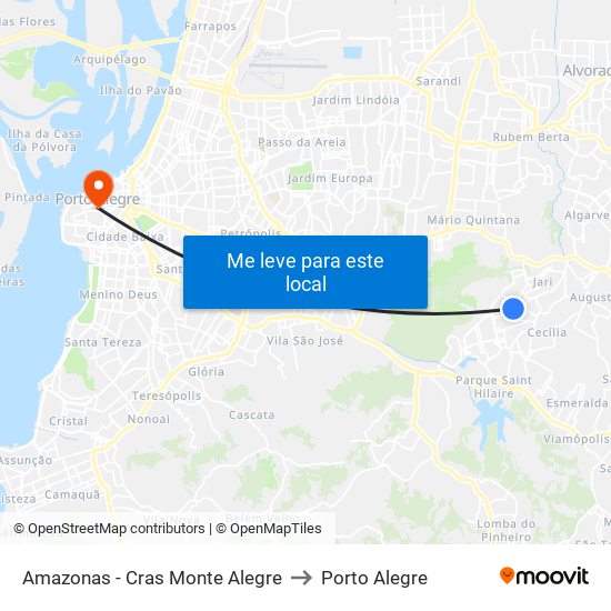 Amazonas - Cras Monte Alegre to Porto Alegre map