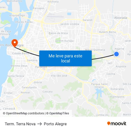 Term. Terra Nova to Porto Alegre map