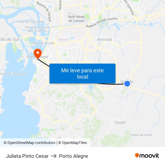 Julieta Pinto Cesar to Porto Alegre map