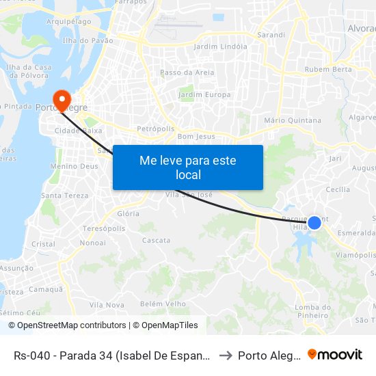 Rs-040 - Parada 34 (Isabel De Espanha) to Porto Alegre map