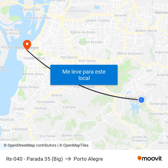Rs-040 - Parada 35 (Big) to Porto Alegre map