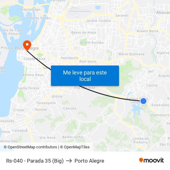 Rs-040 - Parada 35 (Big) to Porto Alegre map