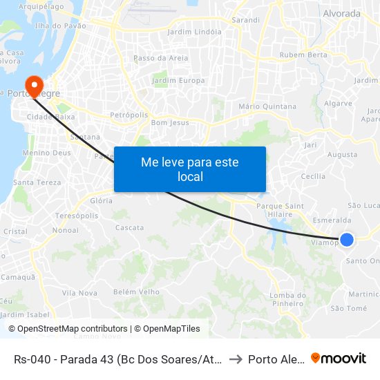 Rs-040 - Parada 43 (Bc Dos Soares/Atacadão) to Porto Alegre map