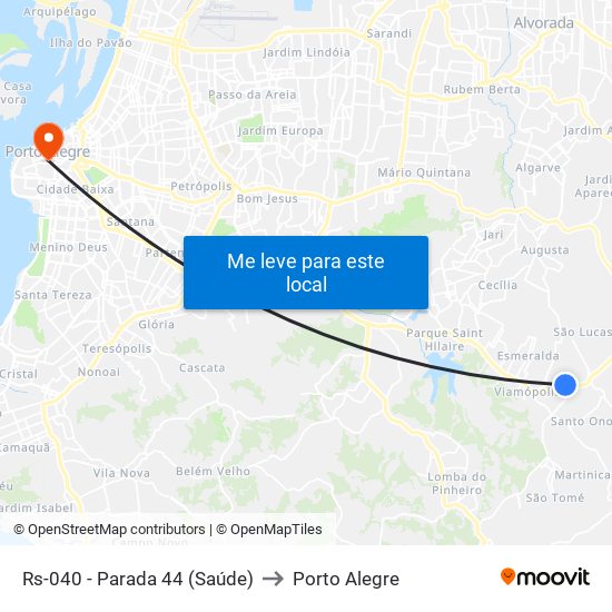Rs-040 - Parada 44 (Saúde) to Porto Alegre map