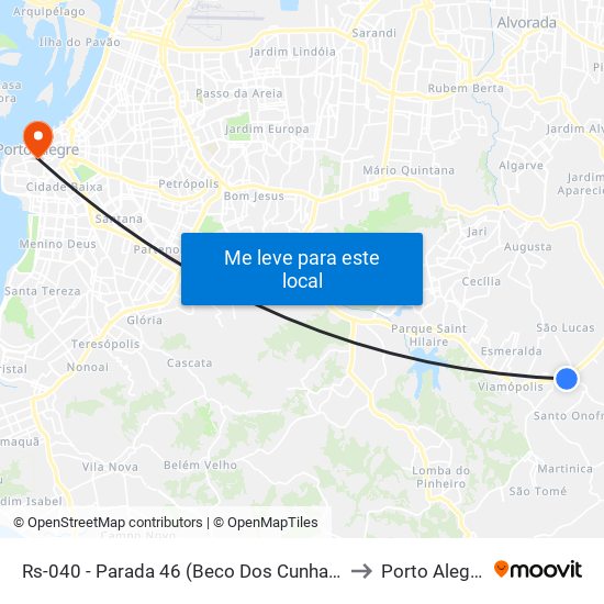 Rs-040 - Parada 46 (Beco Dos Cunhas) to Porto Alegre map