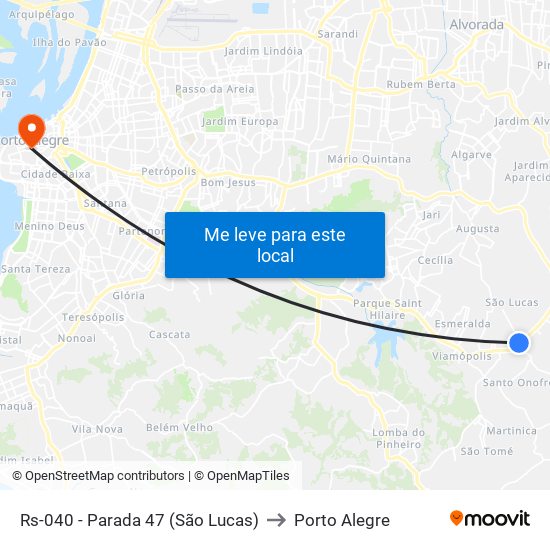 Rs-040 - Parada 47 (São Lucas) to Porto Alegre map