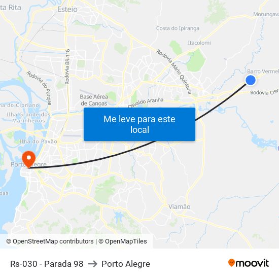 Rs-030 - Parada 98 to Porto Alegre map