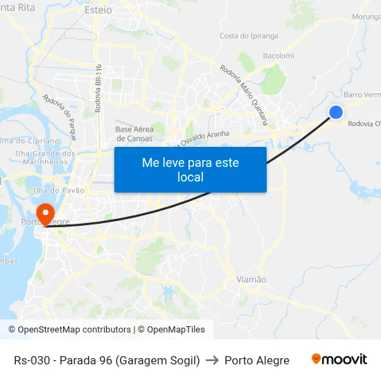 Rs-030 - Parada 96 (Garagem Sogil) to Porto Alegre map