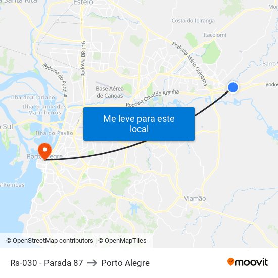 Rs-030 - Parada 87 to Porto Alegre map