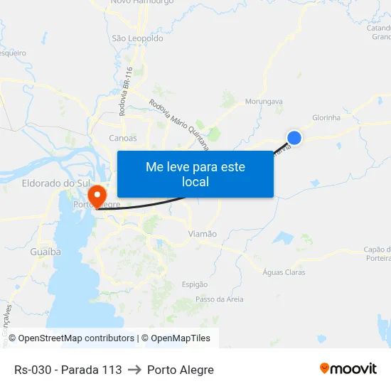 Rs-030 - Parada 113 to Porto Alegre map