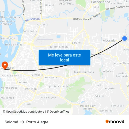 Salomé to Porto Alegre map