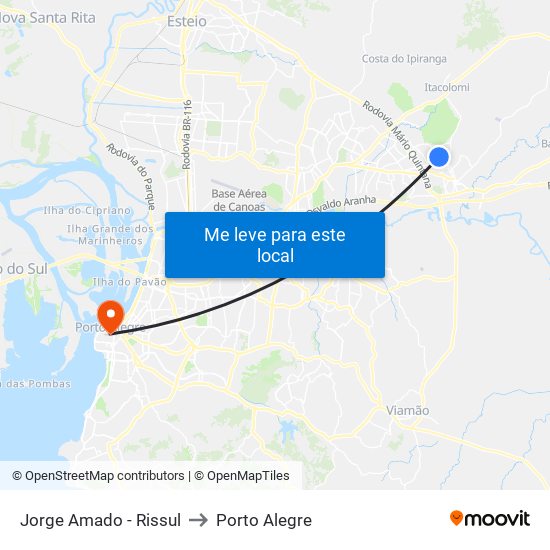 Jorge Amado - Rissul to Porto Alegre map