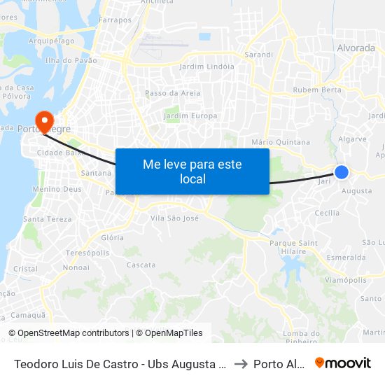 Teodoro Luis De Castro - Ubs Augusta Meneghini to Porto Alegre map