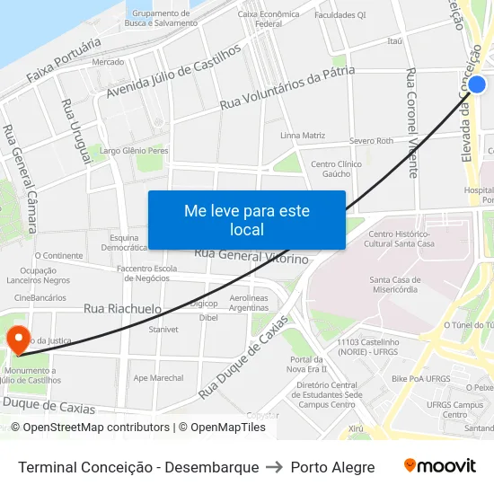 Terminal Conceição - Desembarque to Porto Alegre map