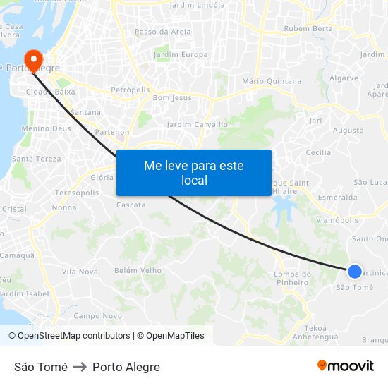 São Tomé to Porto Alegre map