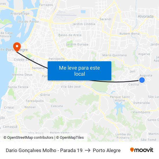 Dario Gonçalves Molho - Parada 19 to Porto Alegre map