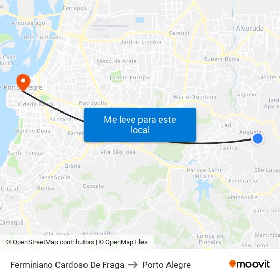 Ferminiano Cardoso De Fraga to Porto Alegre map