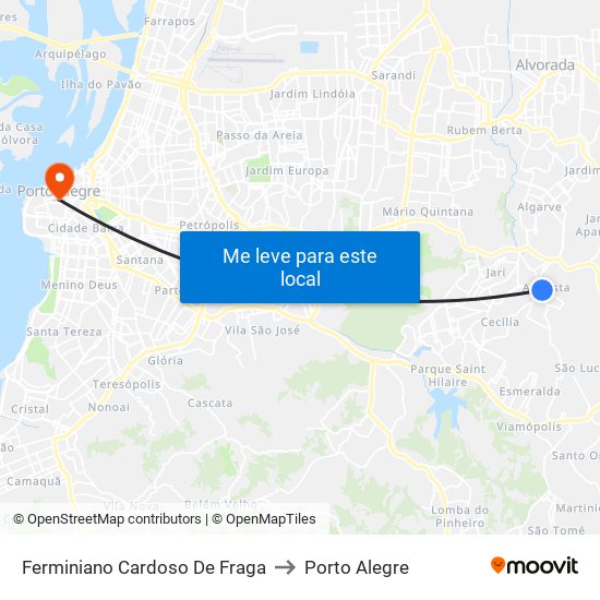 Ferminiano Cardoso De Fraga to Porto Alegre map