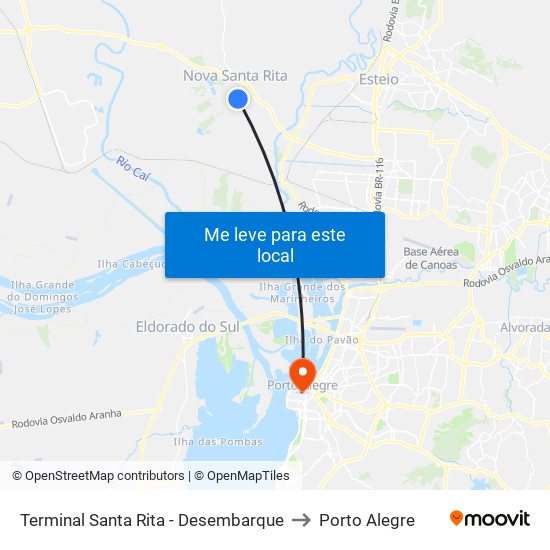 Terminal Santa Rita - Desembarque to Porto Alegre map
