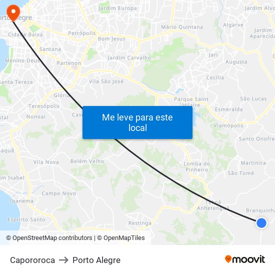 Capororoca to Porto Alegre map
