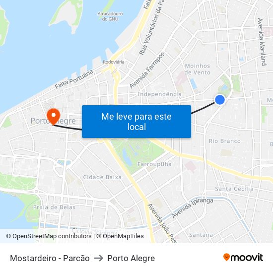 Mostardeiro - Parcão to Porto Alegre map