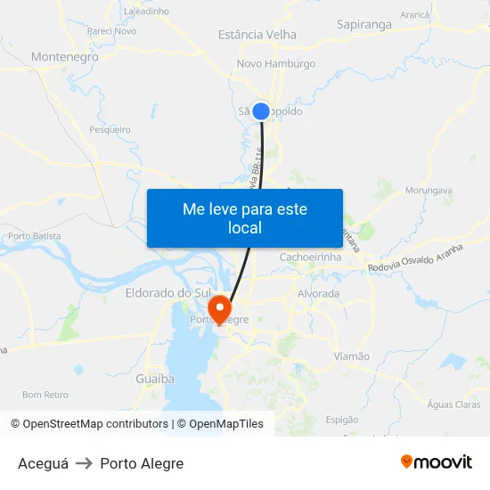 Aceguá to Porto Alegre map