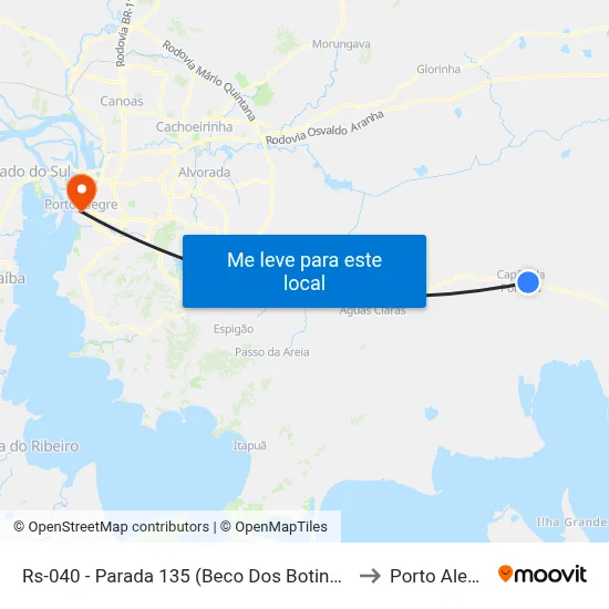 Rs-040 - Parada 135 (Beco Dos Botinhas) to Porto Alegre map