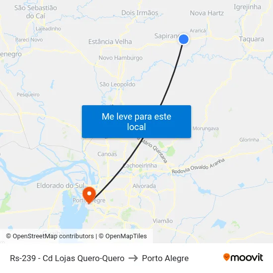 Rs-239 - Cd Lojas Quero-Quero to Porto Alegre map