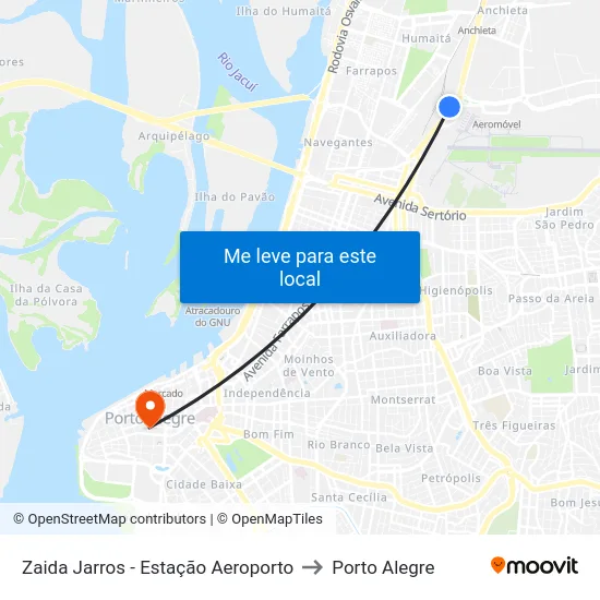 Zaida Jarros - Estação Aeroporto to Porto Alegre map