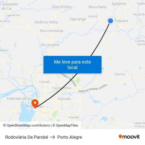 Rodoviária De Parobé to Porto Alegre map