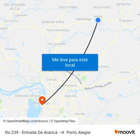 Rs-239 - Entrada De Araricá to Porto Alegre map