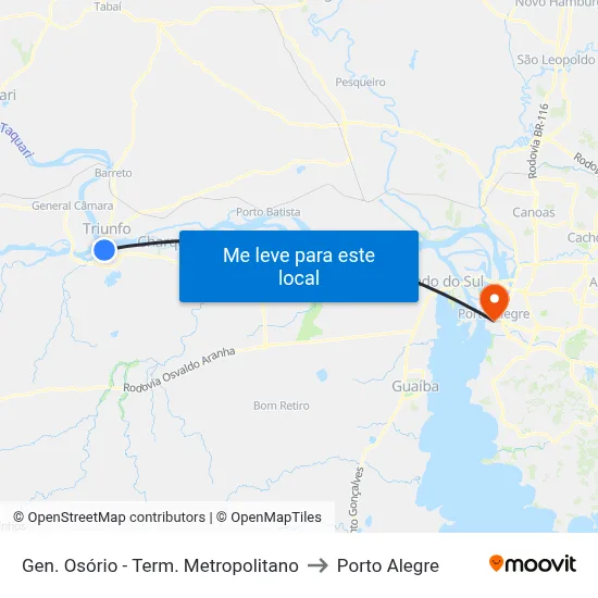 Gen. Osório - Term. Metropolitano to Porto Alegre map