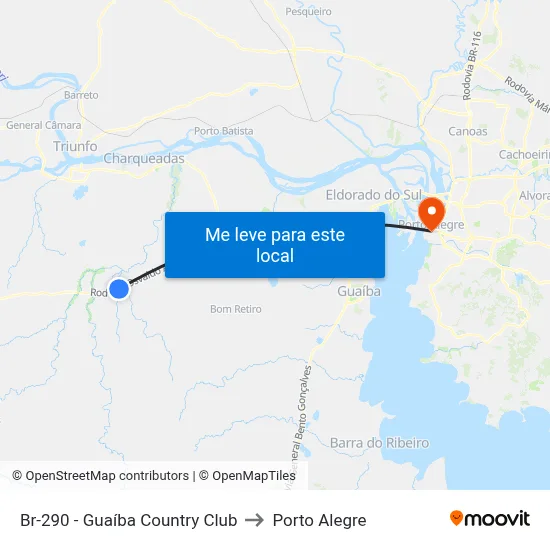 Br-290  - Guaíba Country Club to Porto Alegre map