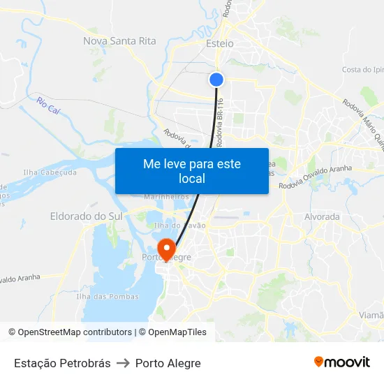 Estação Petrobrás to Porto Alegre map