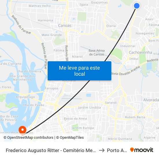 Frederico Augusto Ritter - Cemitério Memorial Da Colina to Porto Alegre map