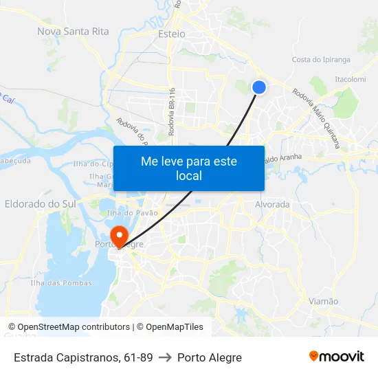 Estrada Capistranos, 61-89 to Porto Alegre map