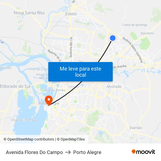 Avenida Flores Do Campo to Porto Alegre map