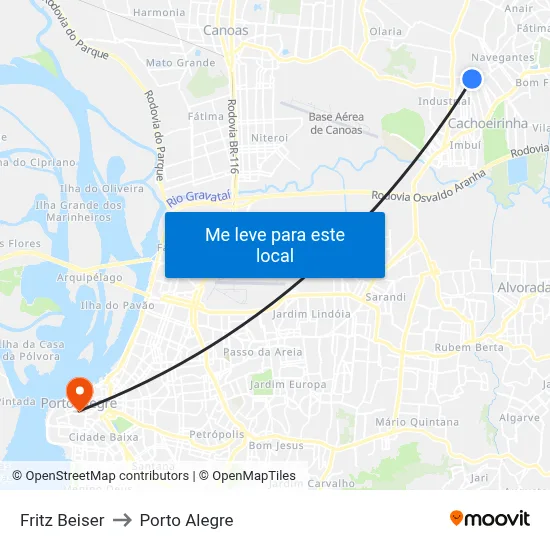 Fritz Beiser to Porto Alegre map