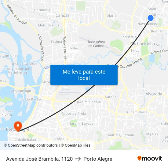 Avenida José Brambila, 1120 to Porto Alegre map
