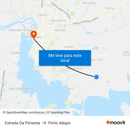 Estrada Da Pimenta to Porto Alegre map