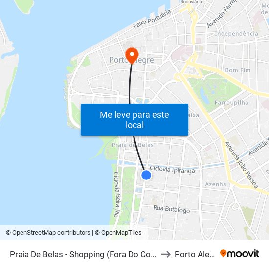 Praia De Belas - Shopping (Fora Do Corredor) to Porto Alegre map