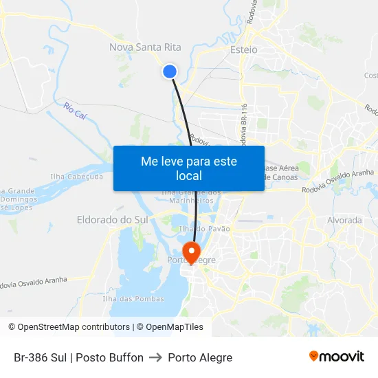 Br-386 Sul | Posto Buffon to Porto Alegre map