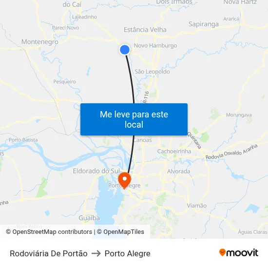 Rodoviária De Portão to Porto Alegre map