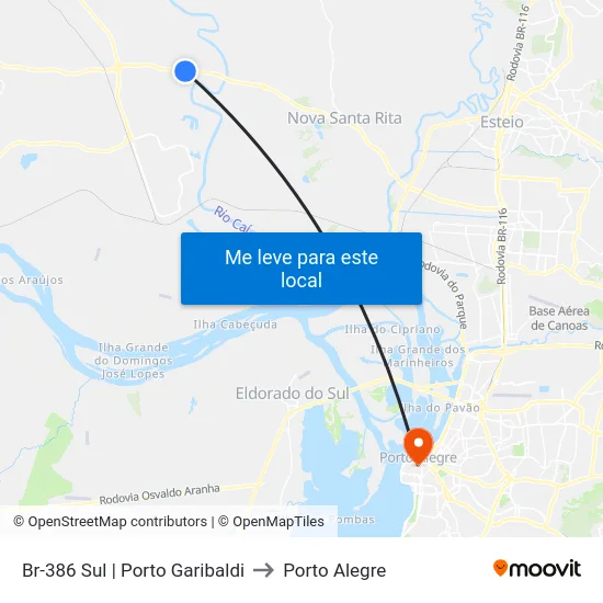 Br-386 Sul | Porto Garibaldi to Porto Alegre map