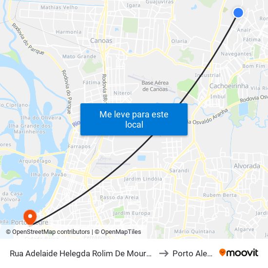 Rua Adelaide Helegda Rolim De Moura, 412 to Porto Alegre map